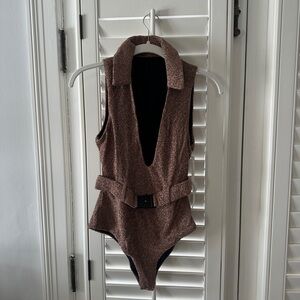 Devon Windsor Shimmering Bronze Bodysuit